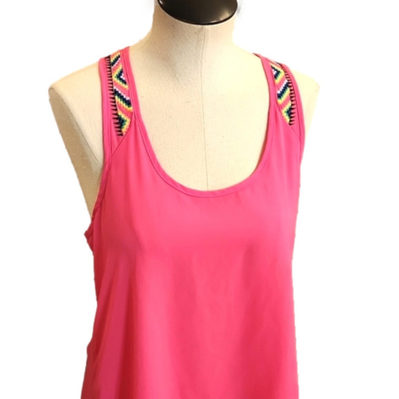 WOMENS Eyeshadow hot pink/magenta bohemian embroidered tank size Medium. - Picture 3 of 16